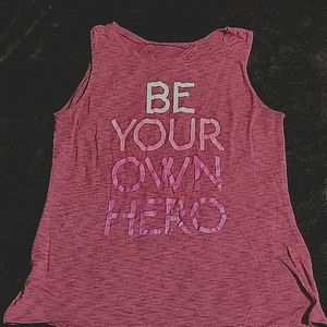 Material Girl "Be Your Own Hero" Burgundy and Pink Workout Tank Top